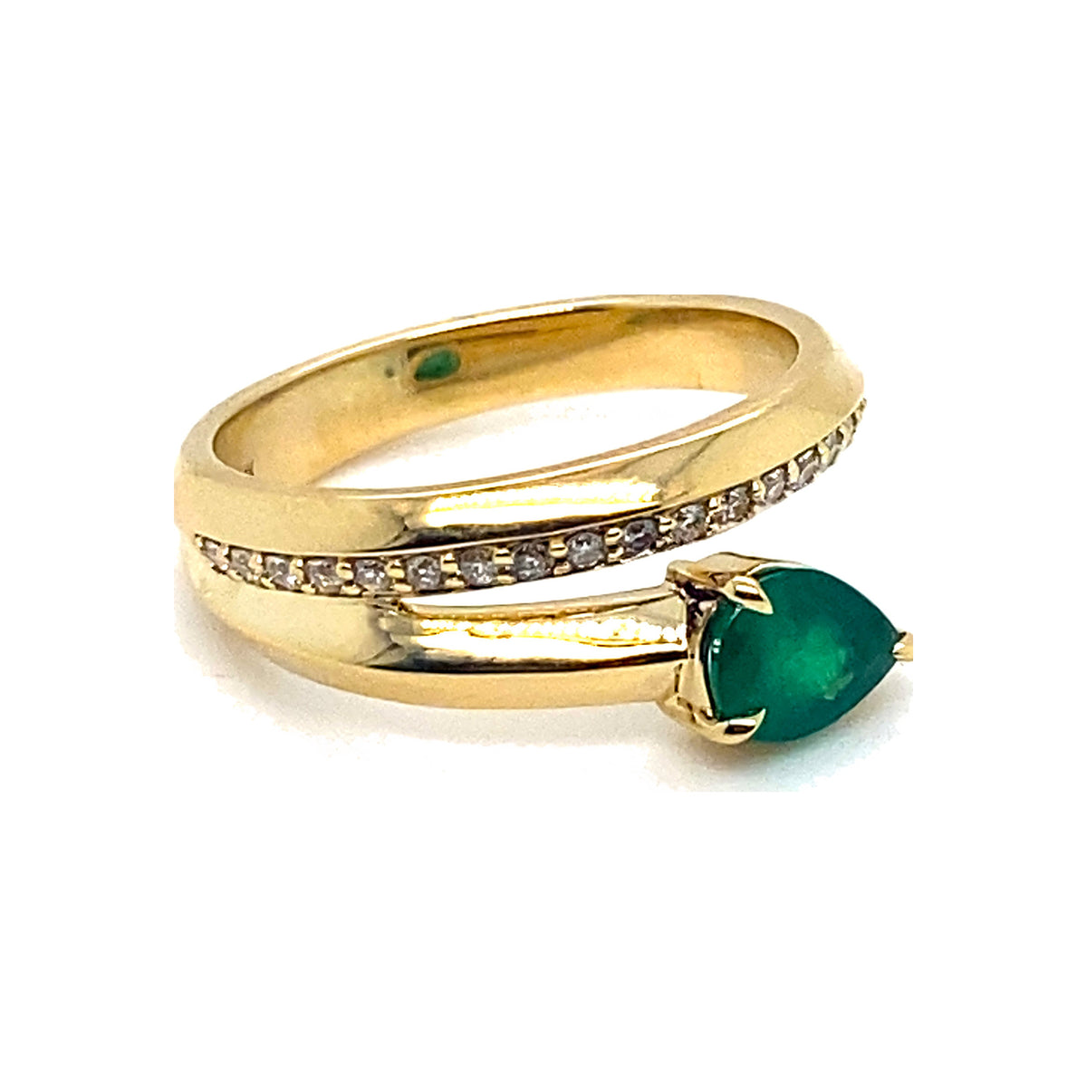Emerald and Diamond Coil Ring
