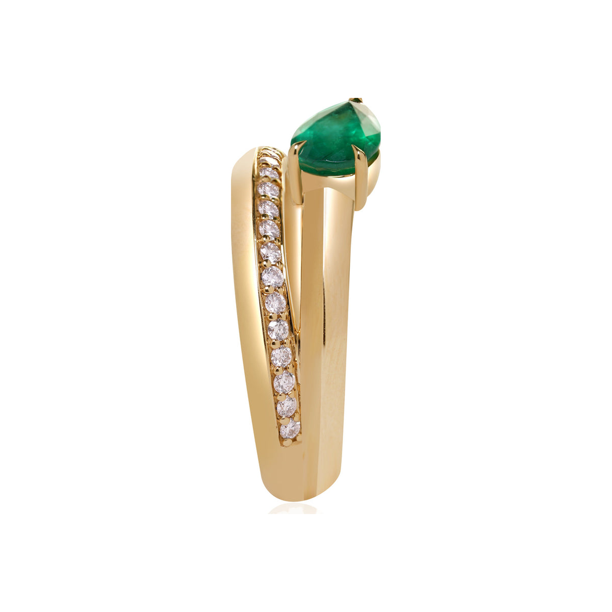Emerald and Diamond Coil Ring