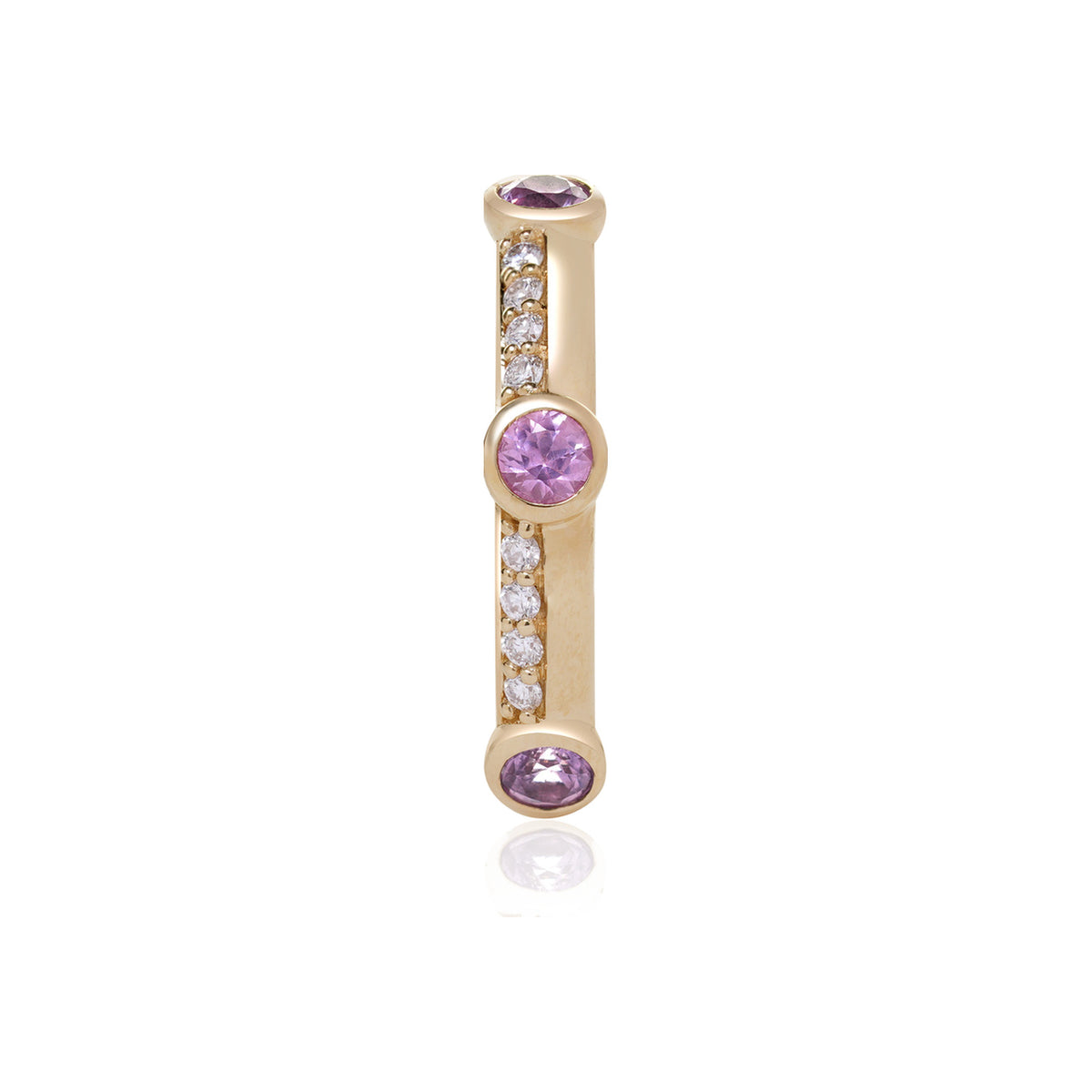 Pink Sapphire and Diamond Bezel Band