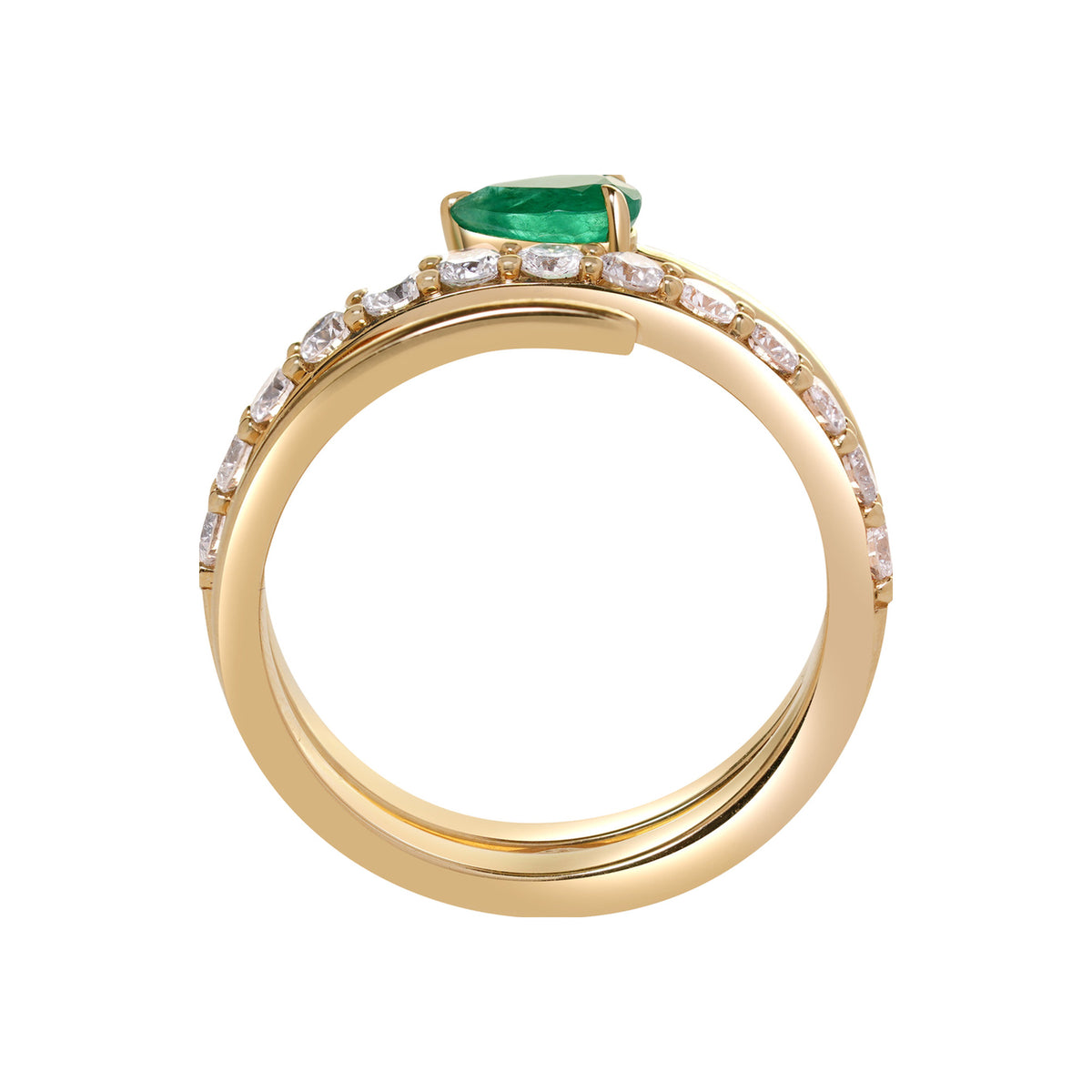 Emerald and Diamond Coil Ring