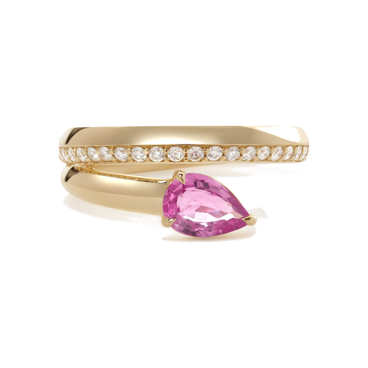 Pink Sapphire and Diamond Coil Ring