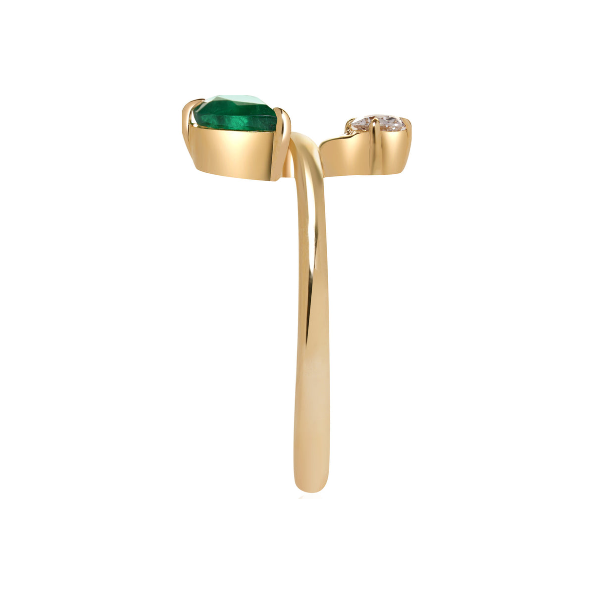 Emerald and Diamond Bypass Ring