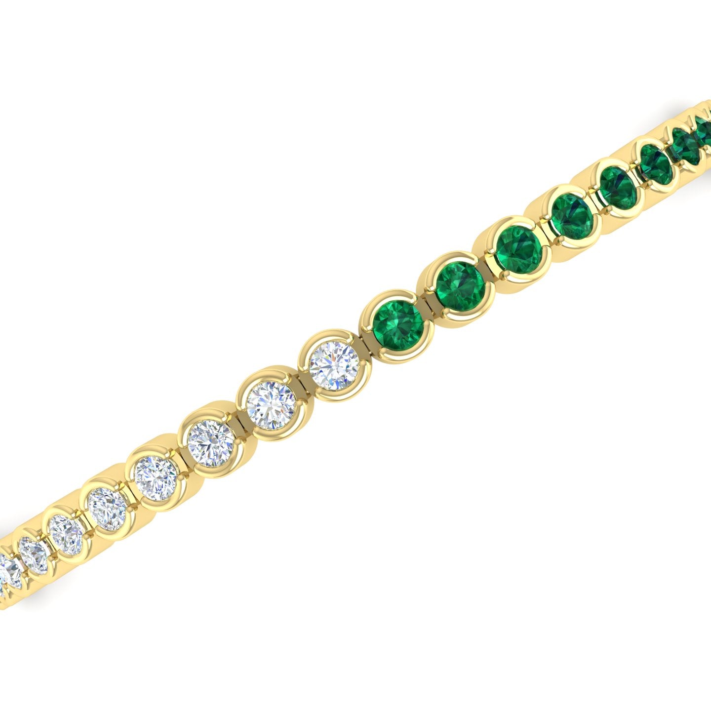 Emerald and Diamond Half and Half Bezel Bracelet