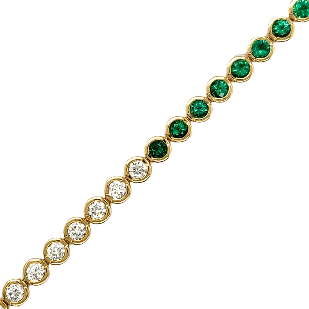 Emerald and Diamond Half and Half Bezel Bracelet