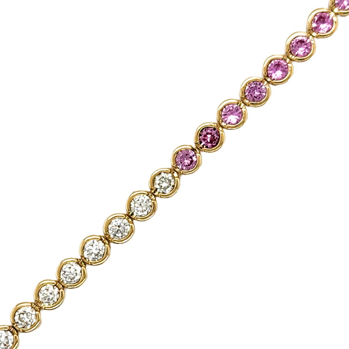 Pink Sapphire and Diamond Bezel Tennis Bracelet