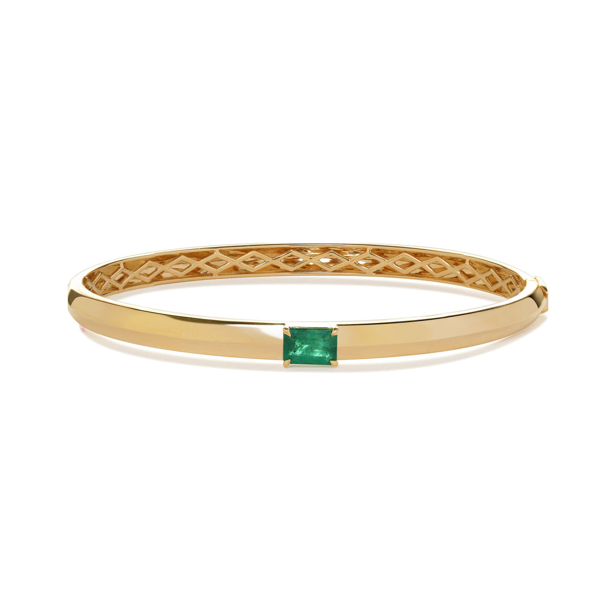 Emerald Solitaire Knife Edge Bangle