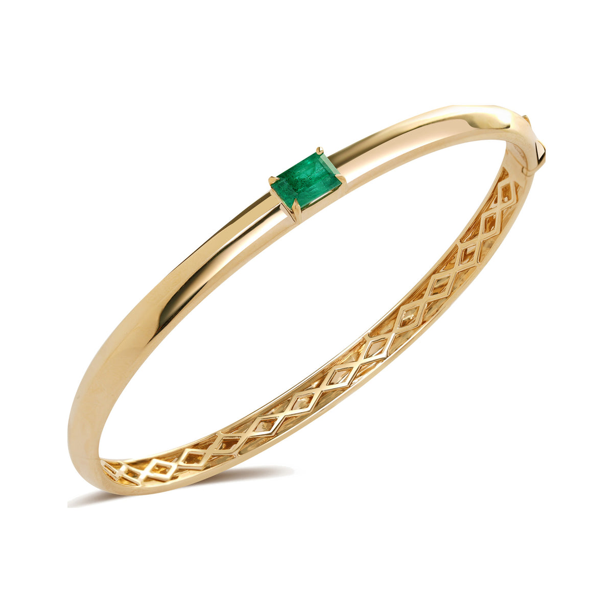 Emerald Solitaire Knife Edge Bangle