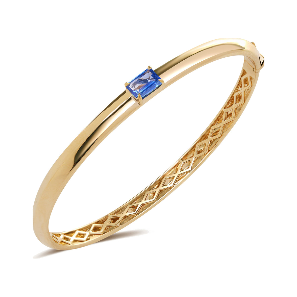 Blue Sapphire Solitaire Knife Edge Bangle