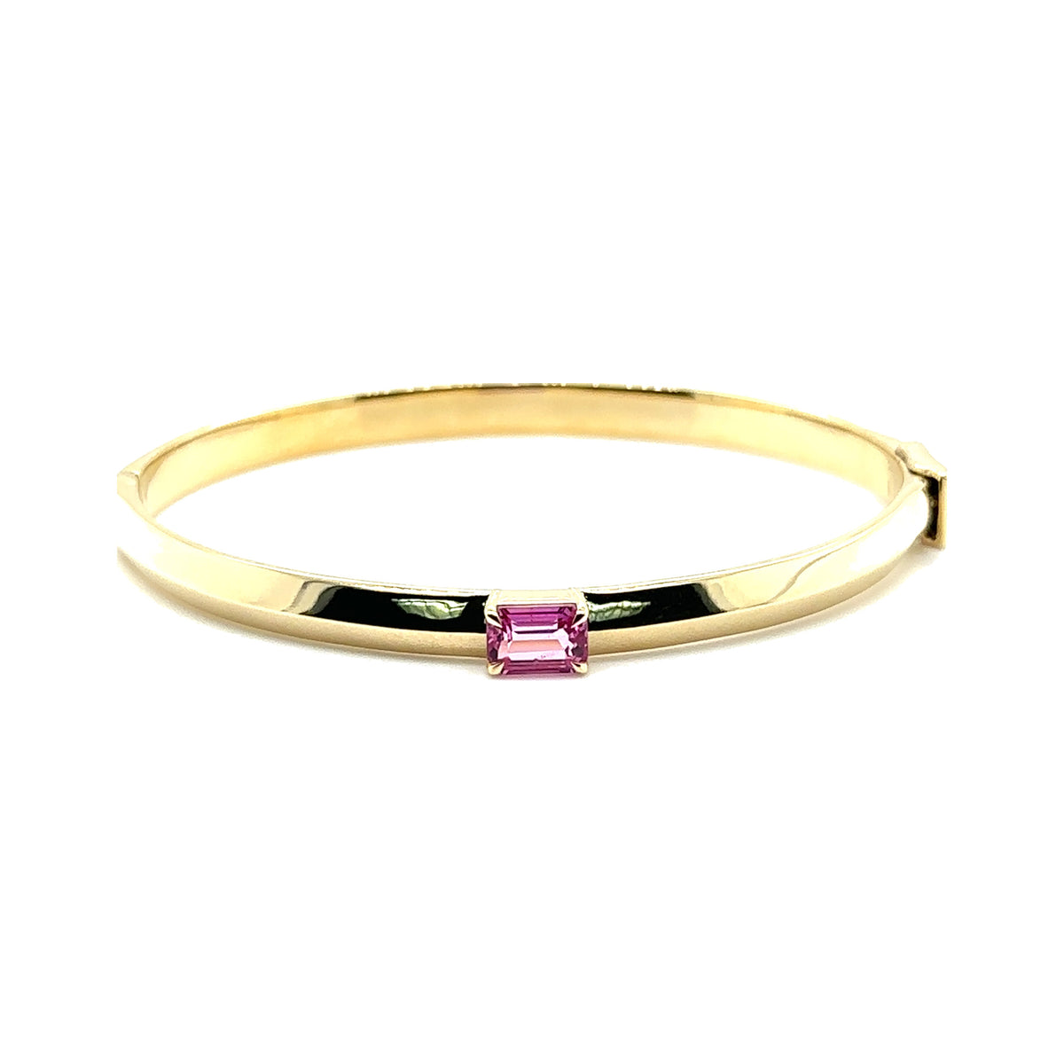 Pink Sapphire Solitaire Knife Edge Bangle