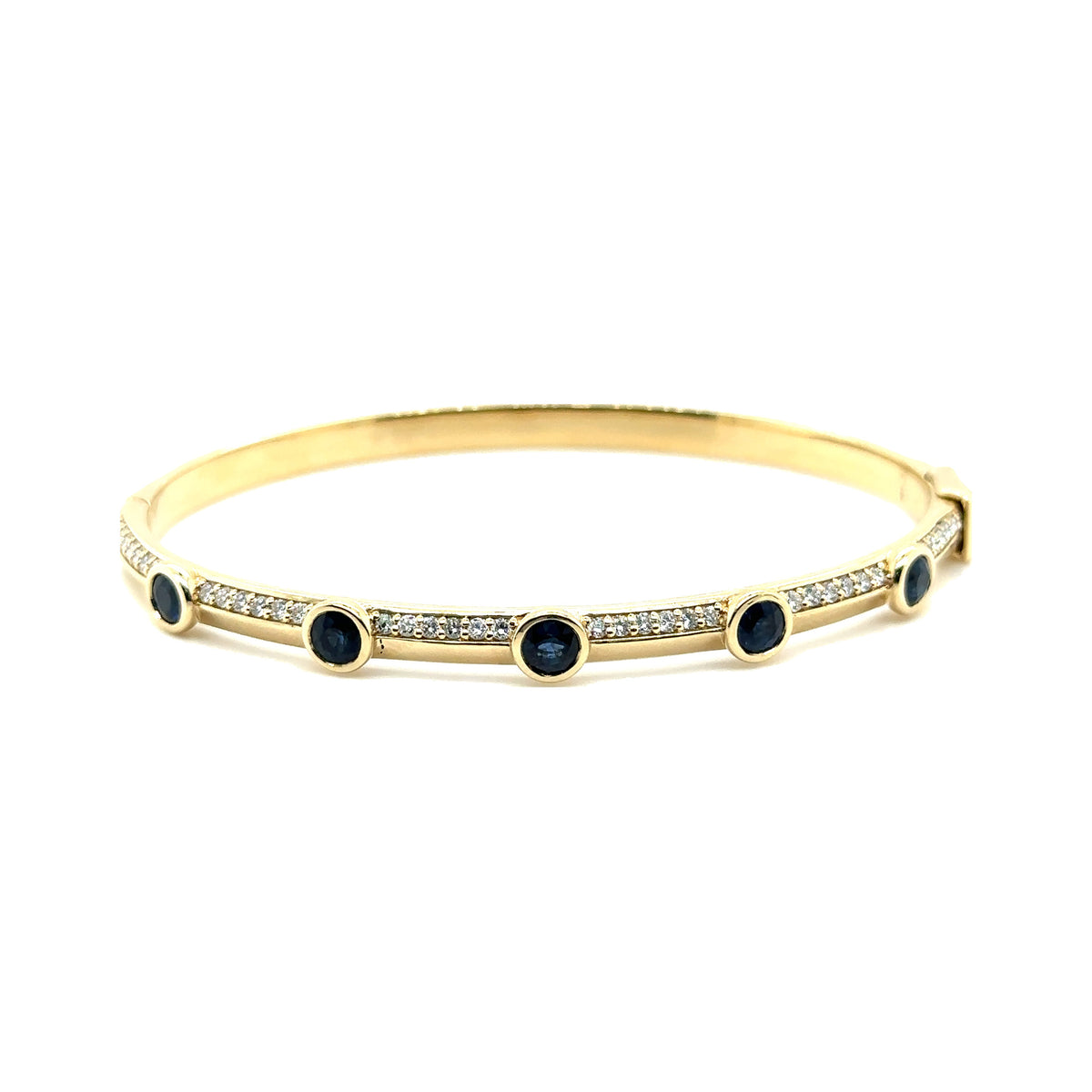 Blue Sapphire and Diamond Bezel Bangle