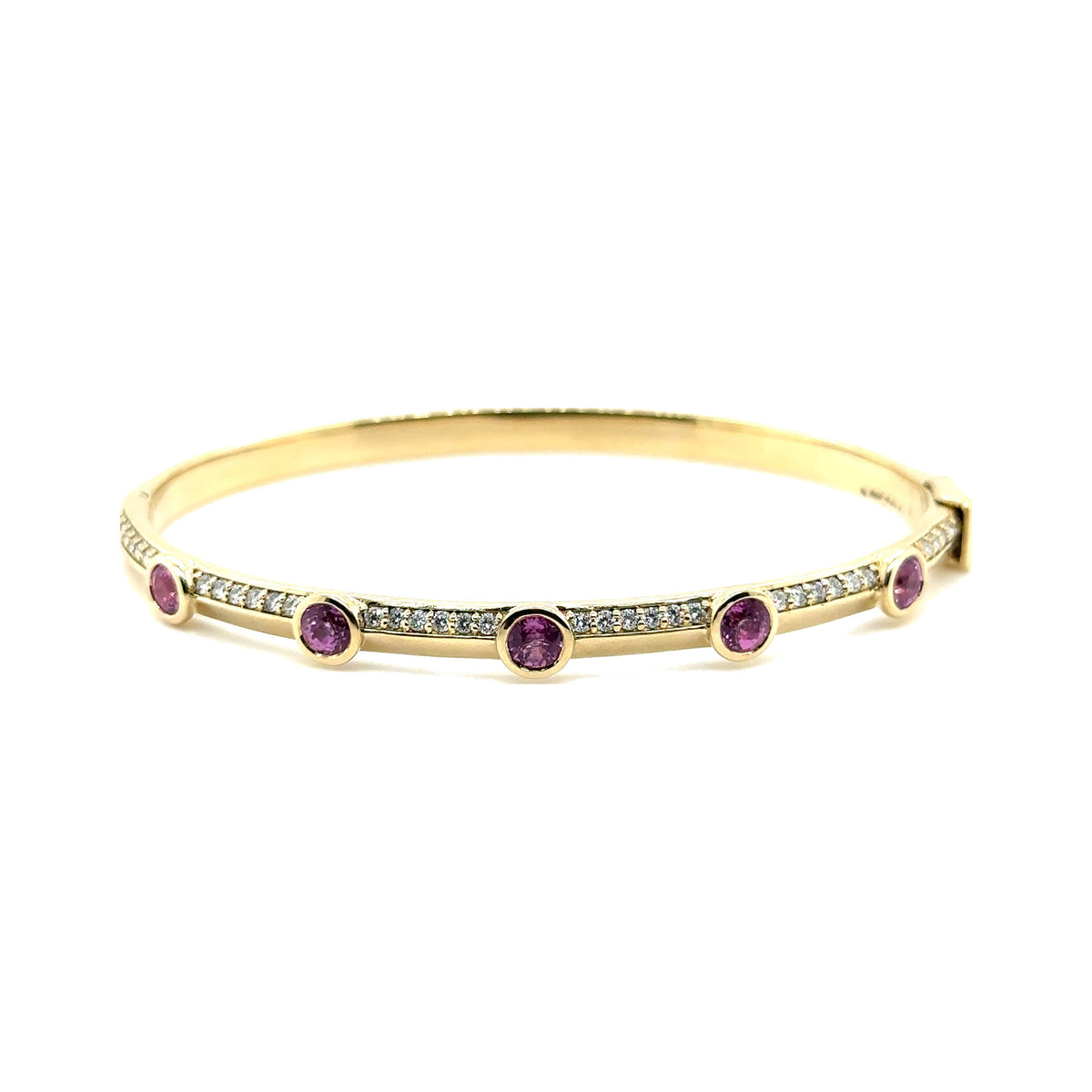Pink Sapphire and Diamond Bezel Bangle
