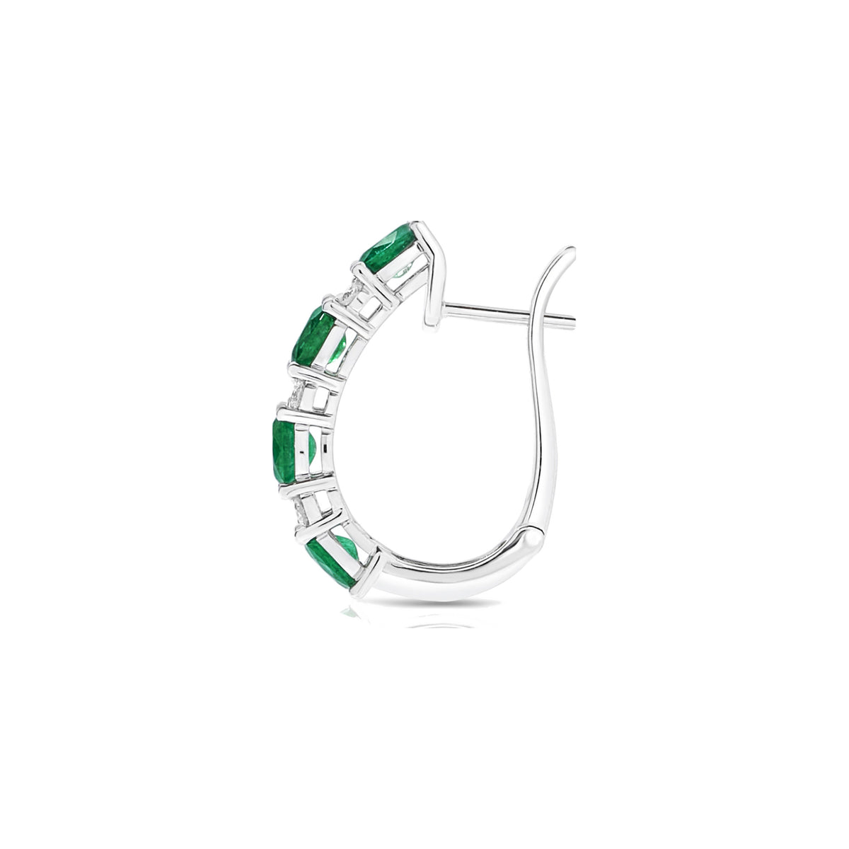 Emerald and Diamond Alternating Hoop Earrings