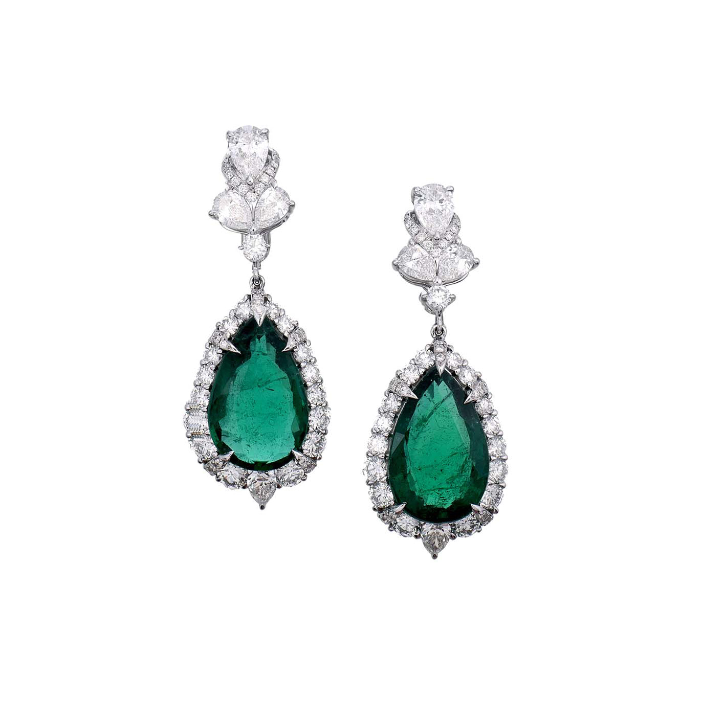 Emerald and Diamond Dangle Earrings