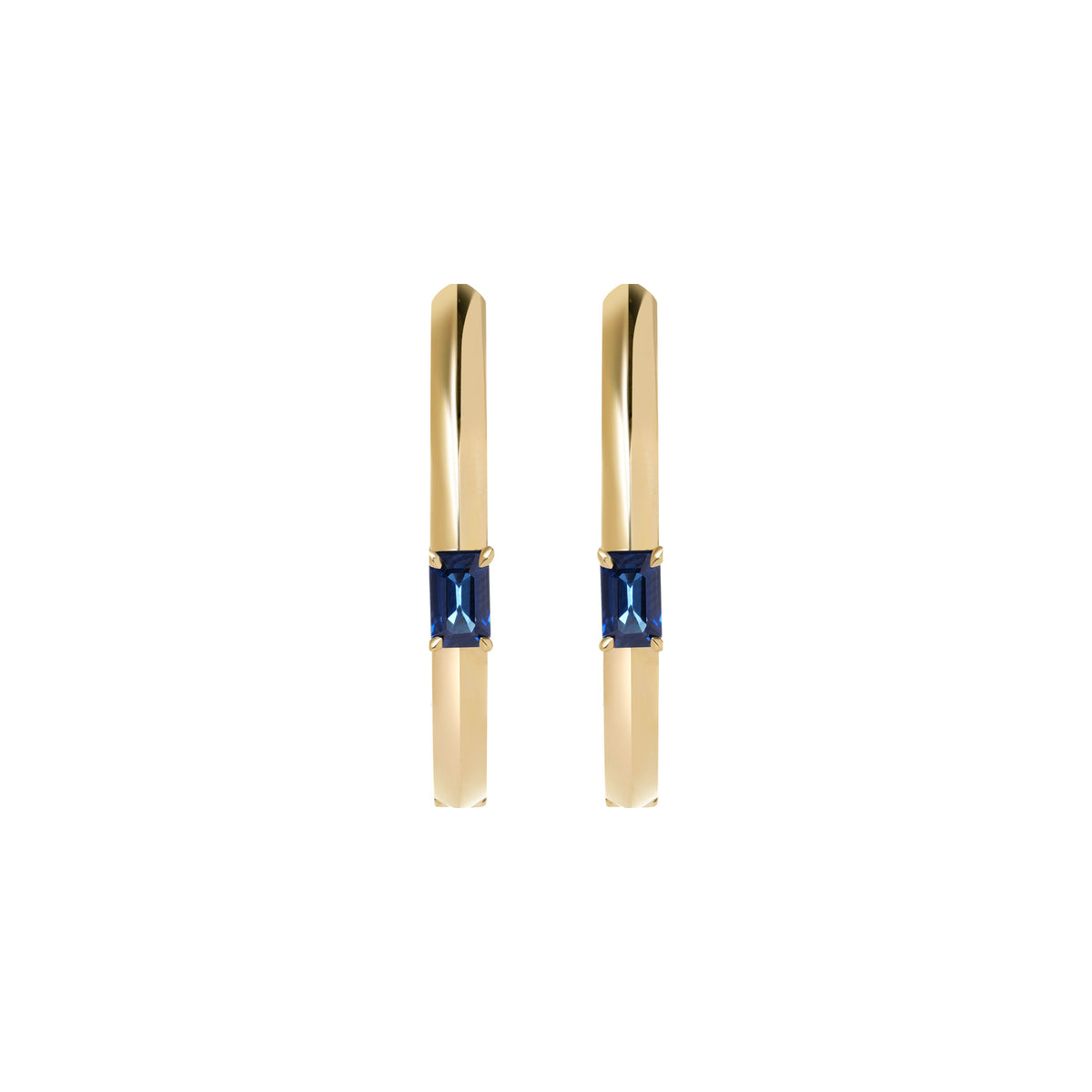 Blue Sapphire Solitaire Hoop Earrings