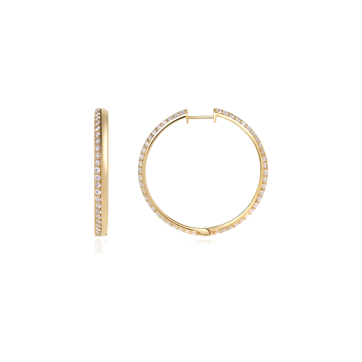 Diamond Knife Edge Hoop Earrings
