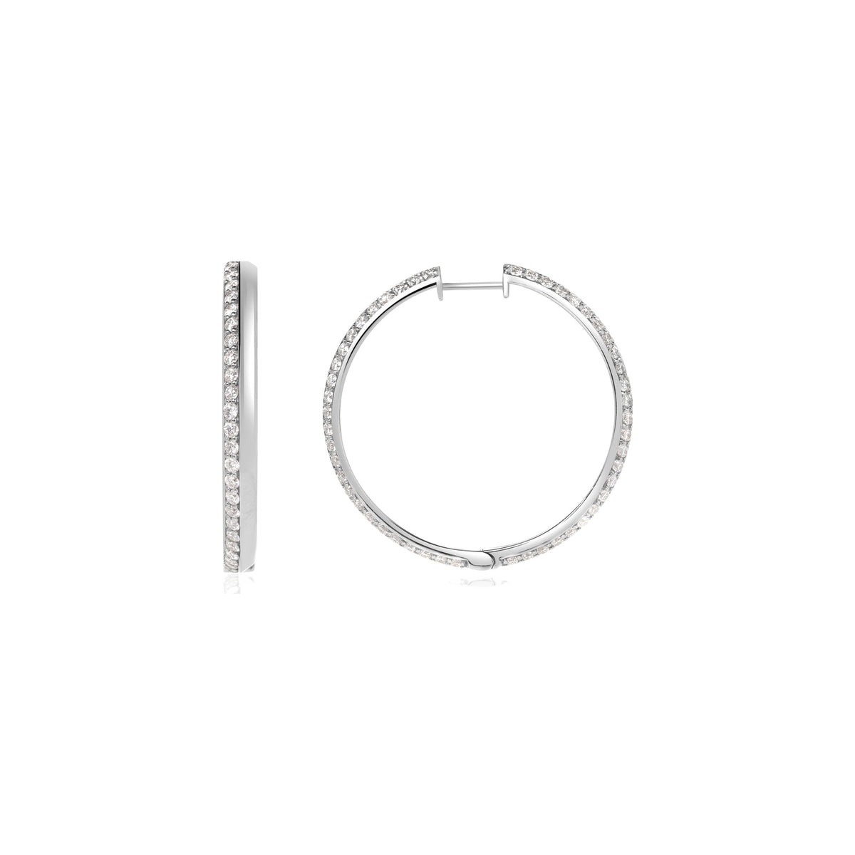 Diamond Knife Edge Hoop Earrings