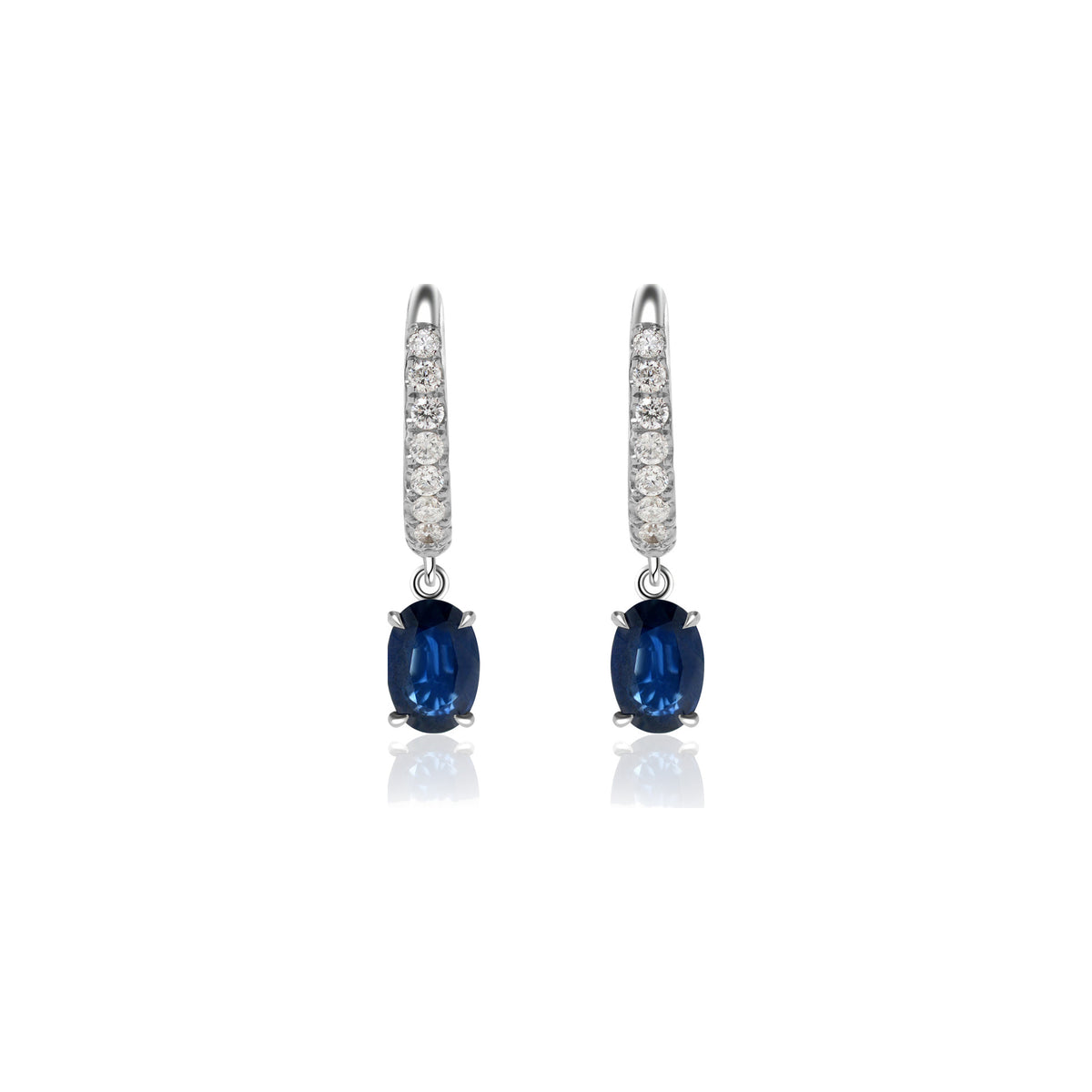 Blue Sapphire and Diamond Drop Earrings