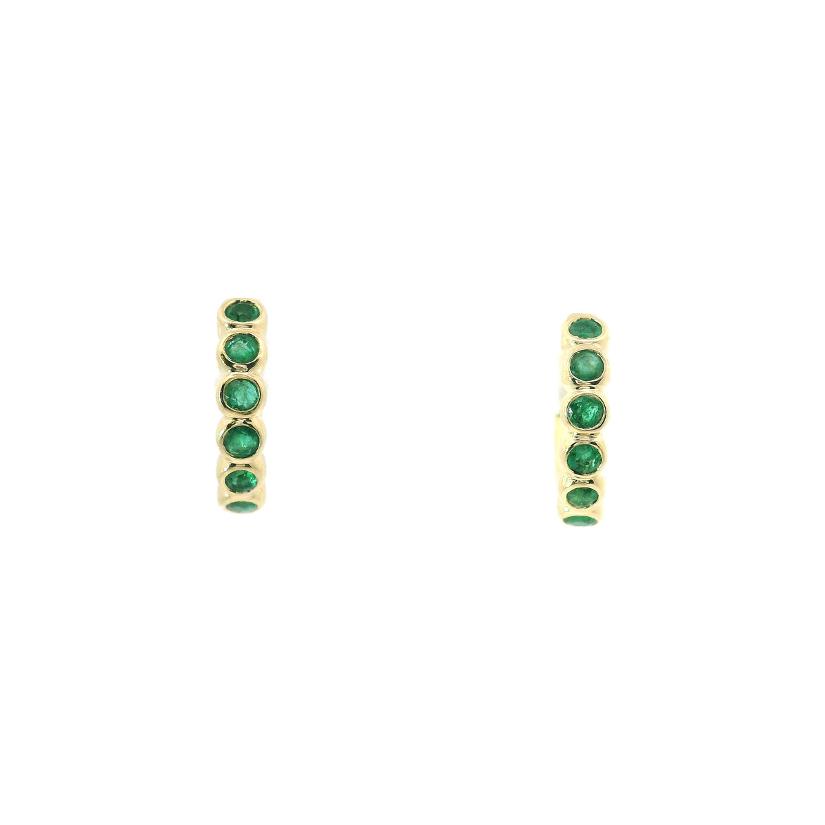 Emerald Bezel Huggie Earrings