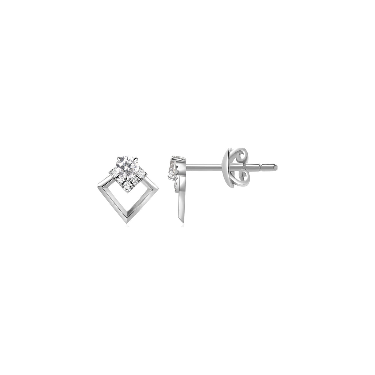 Diamond Geometric Stud Earrings
