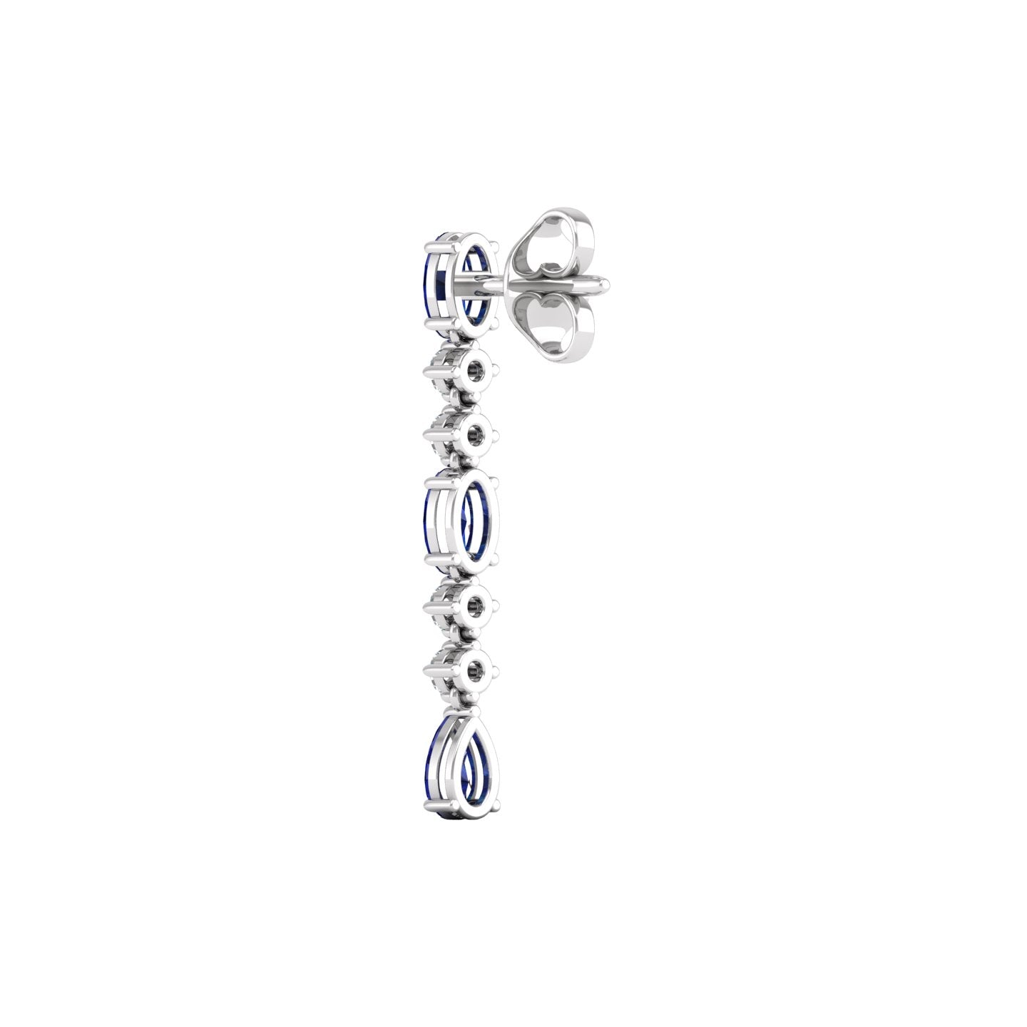 Blue Sapphire and Diamond Linear Drop Earrings
