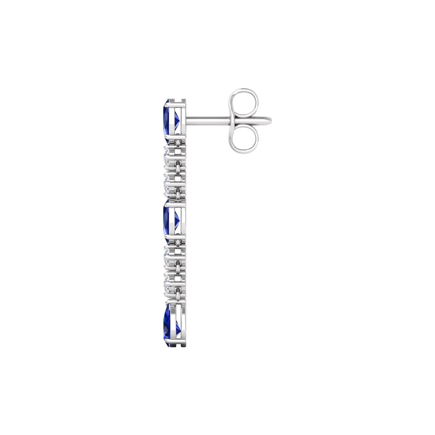Blue Sapphire and Diamond Linear Drop Earrings
