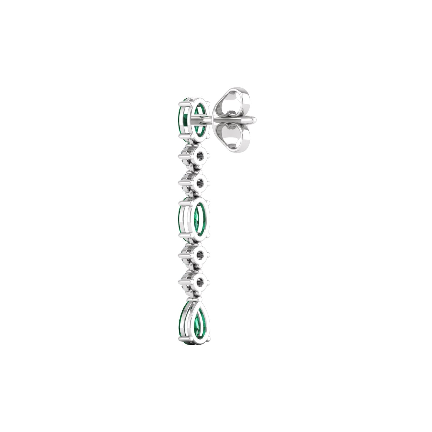 Emerald and Diamond Linear Drop Earrings