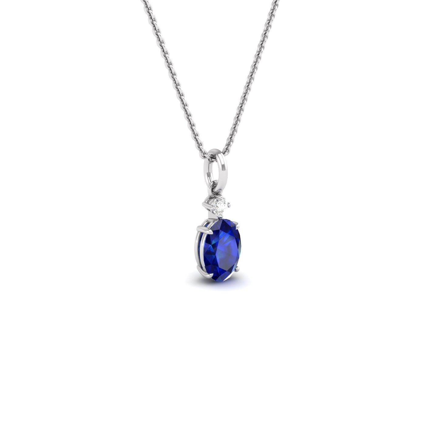 Blue Sapphire and Diamond Pendant