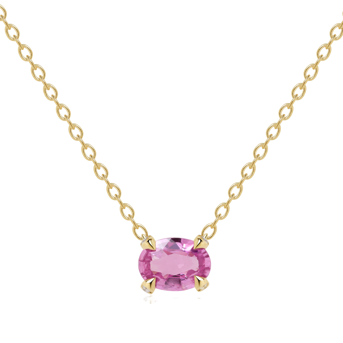 Pink Sapphire and Diamond Pendant