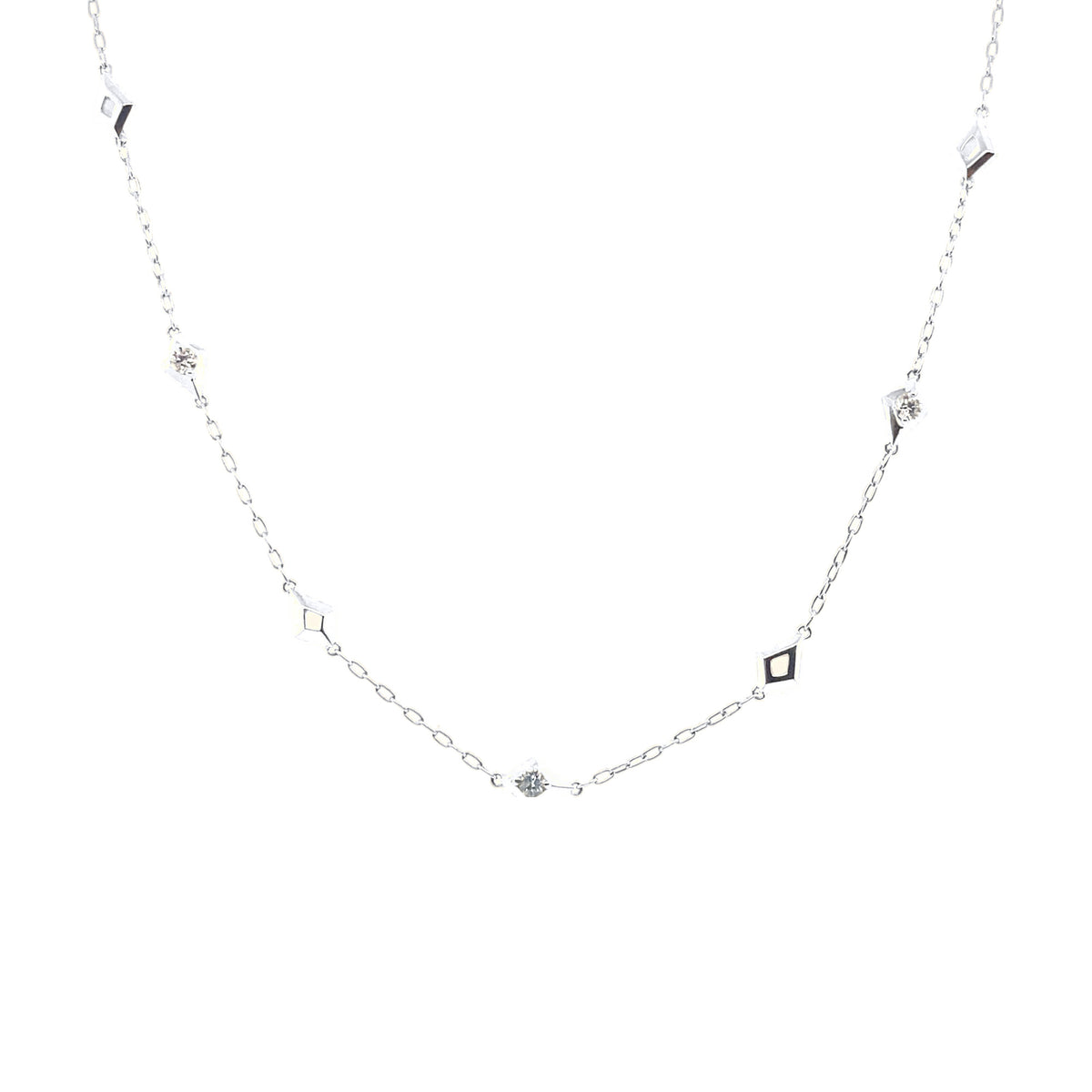 Diamond Station Chain Necklace