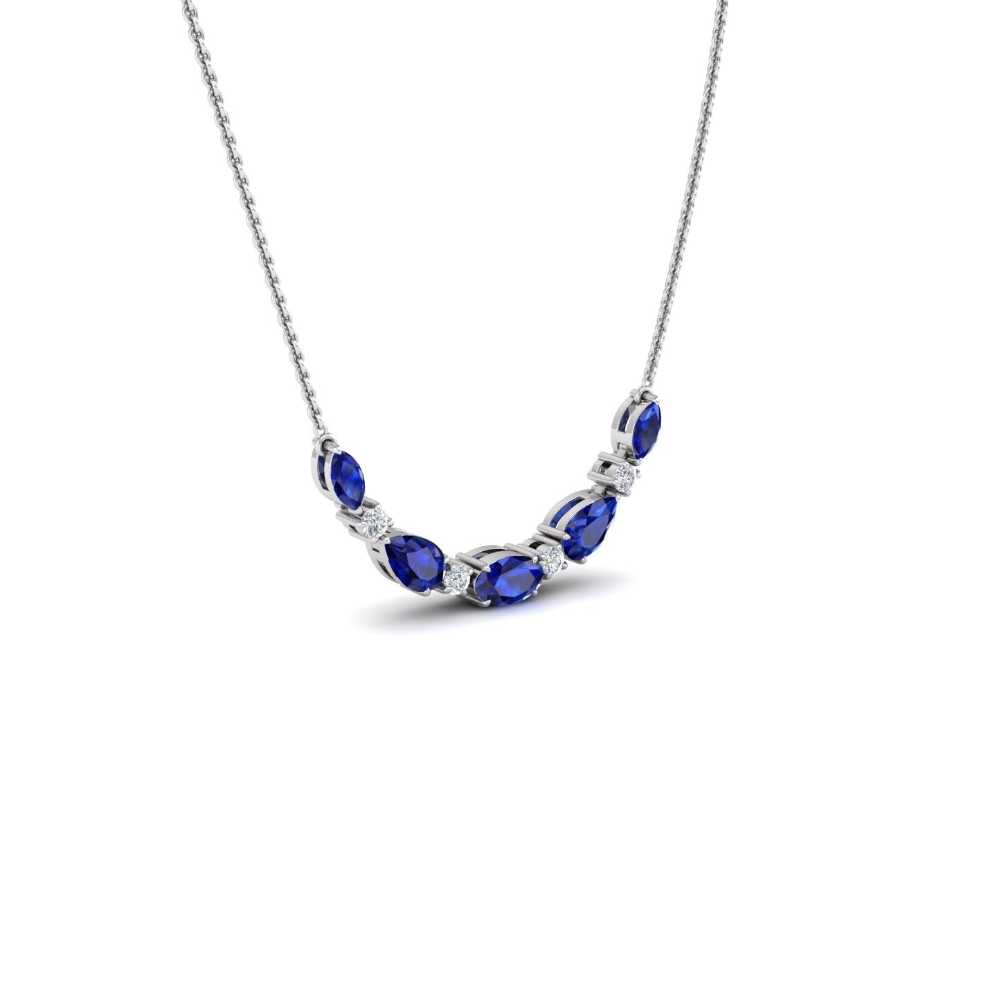 Blue Sapphire and Diamond Necklace