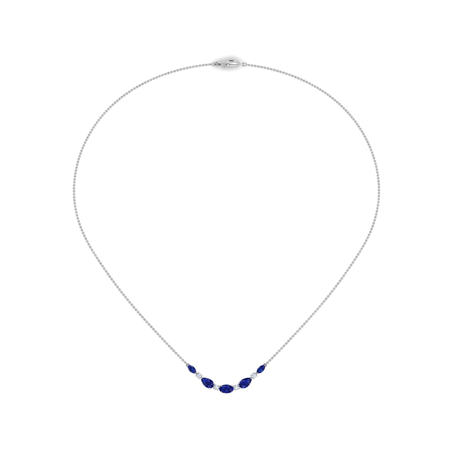 Blue Sapphire and Diamond Necklace