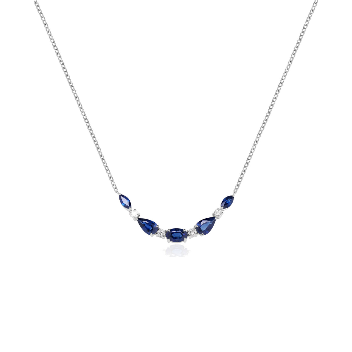 Blue Sapphire and Diamond Necklace