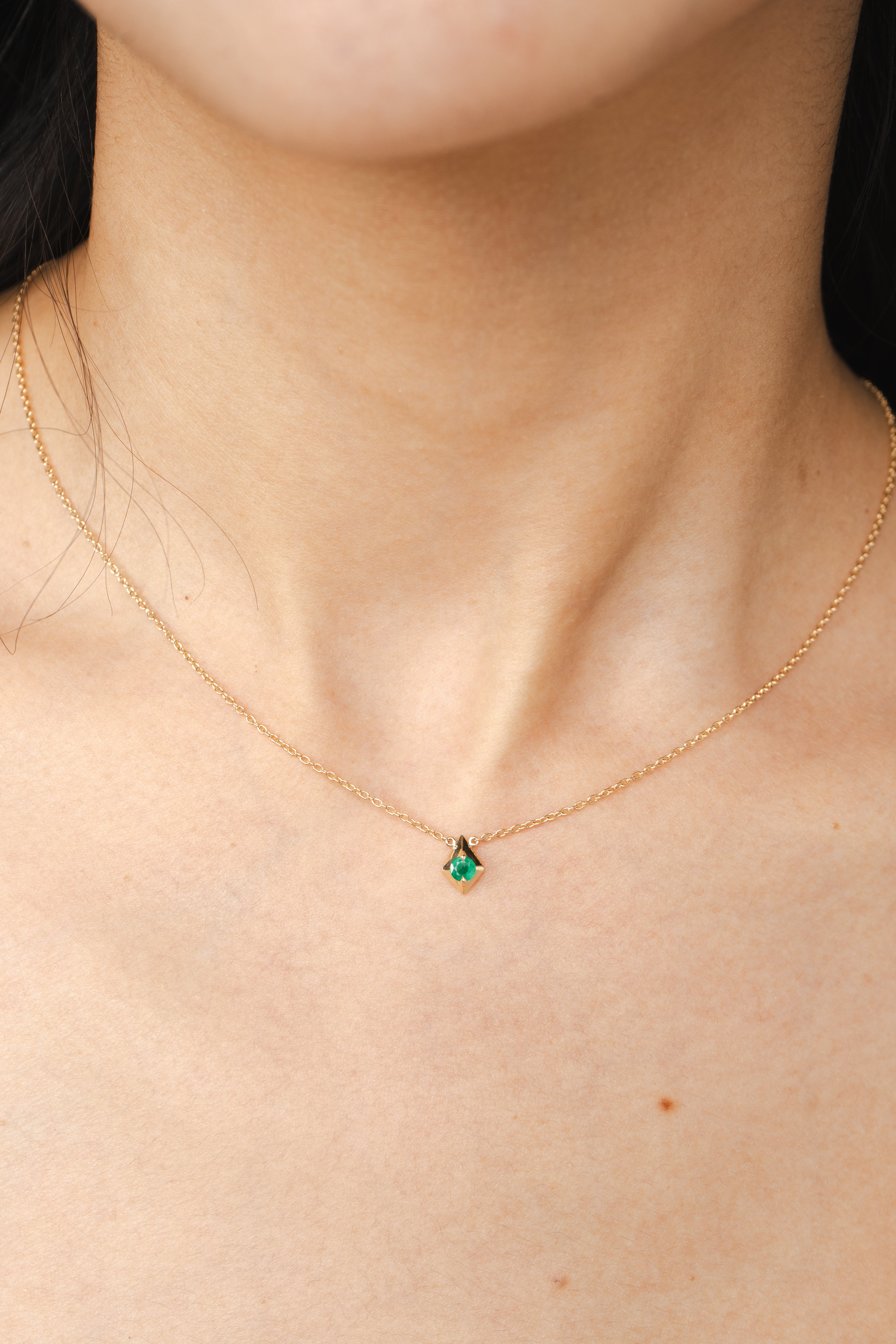 Emerald Geometric Pendant Necklace