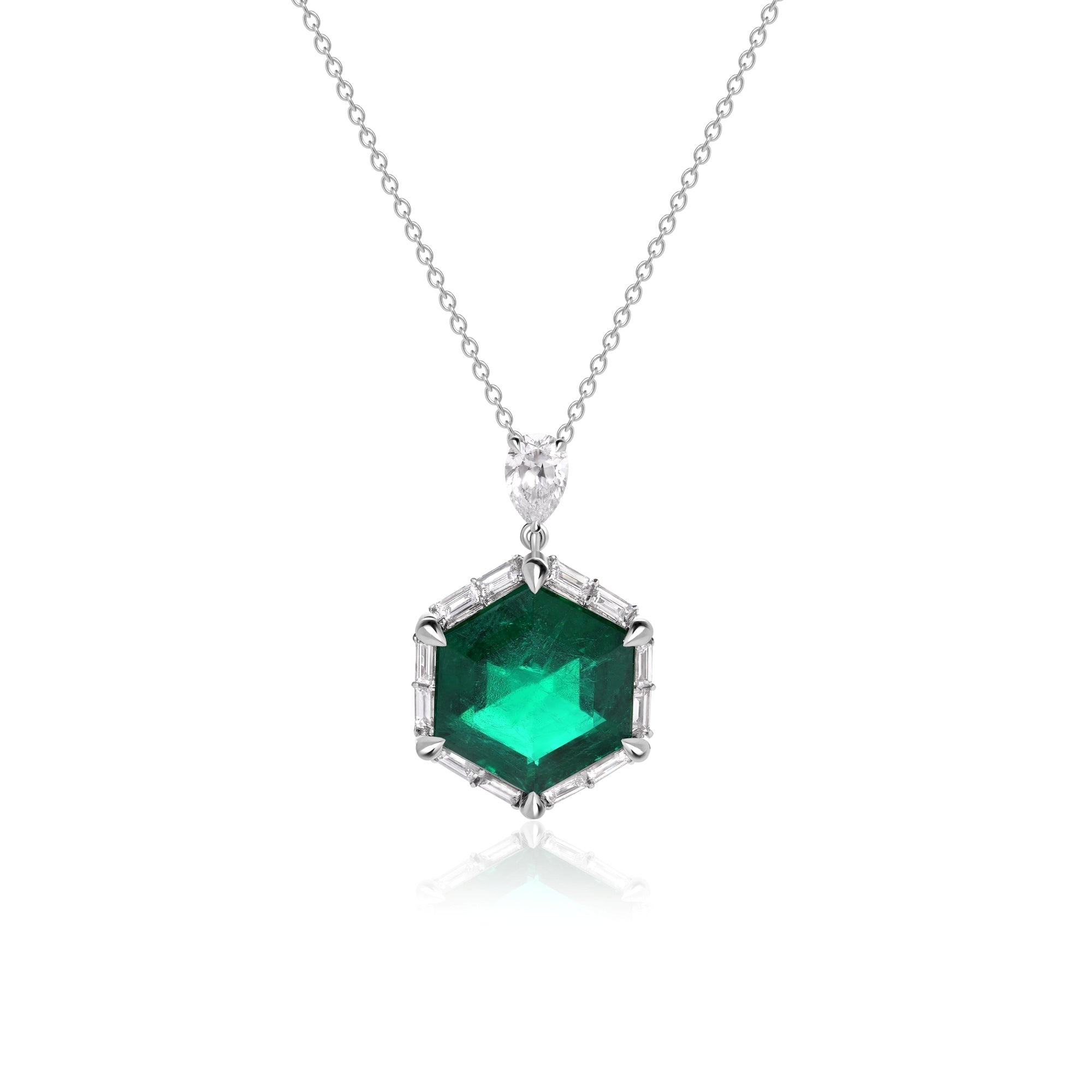 Emerald and Diamond Pendant Necklace
