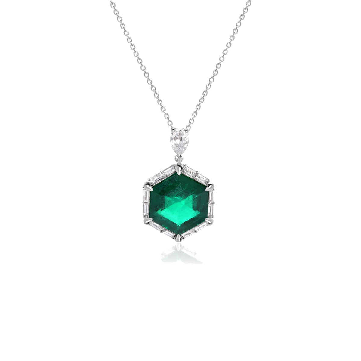 Emerald and Diamond Pendant Necklace