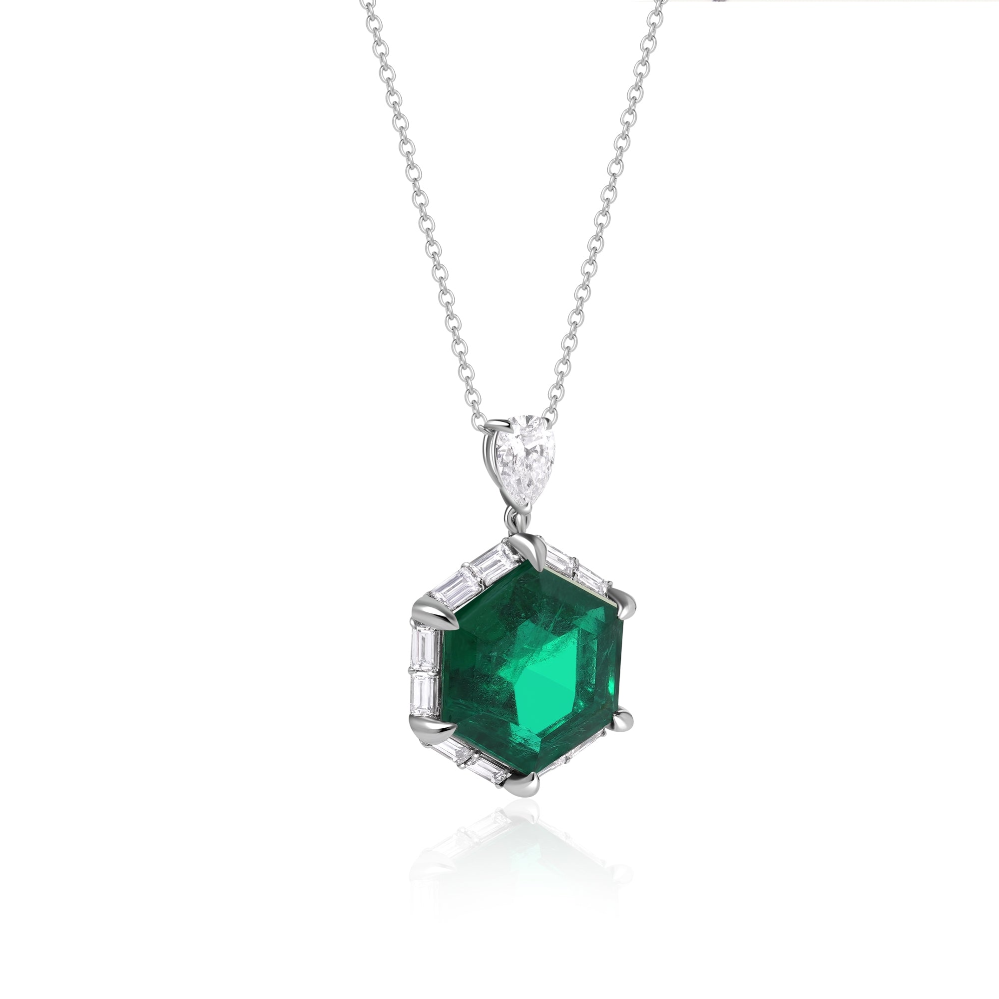 Emerald and Diamond Pendant Necklace