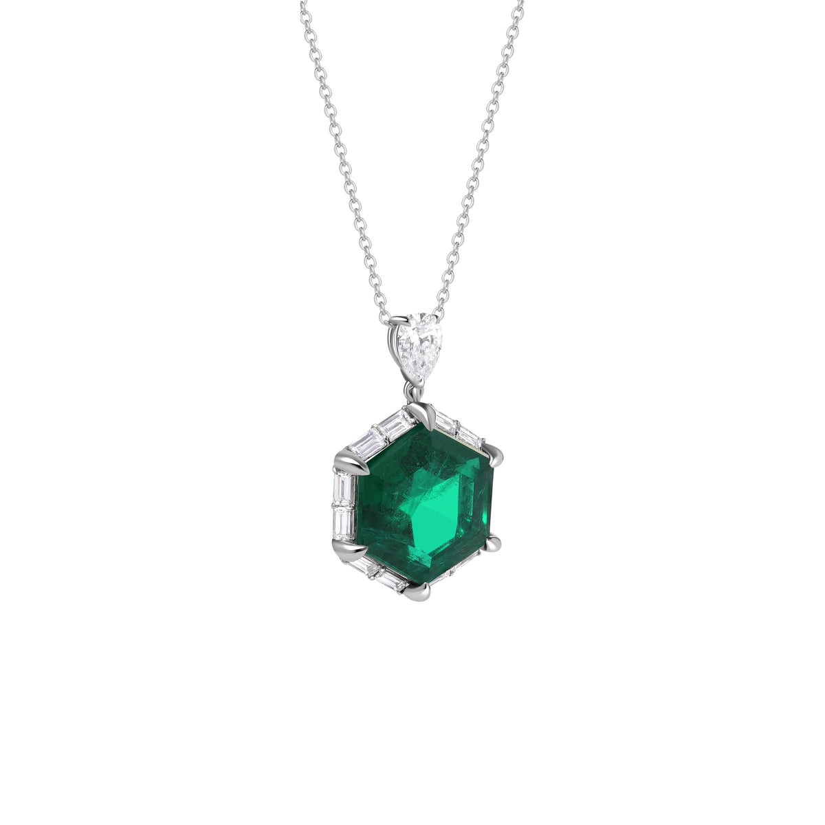 Emerald and Diamond Pendant Necklace