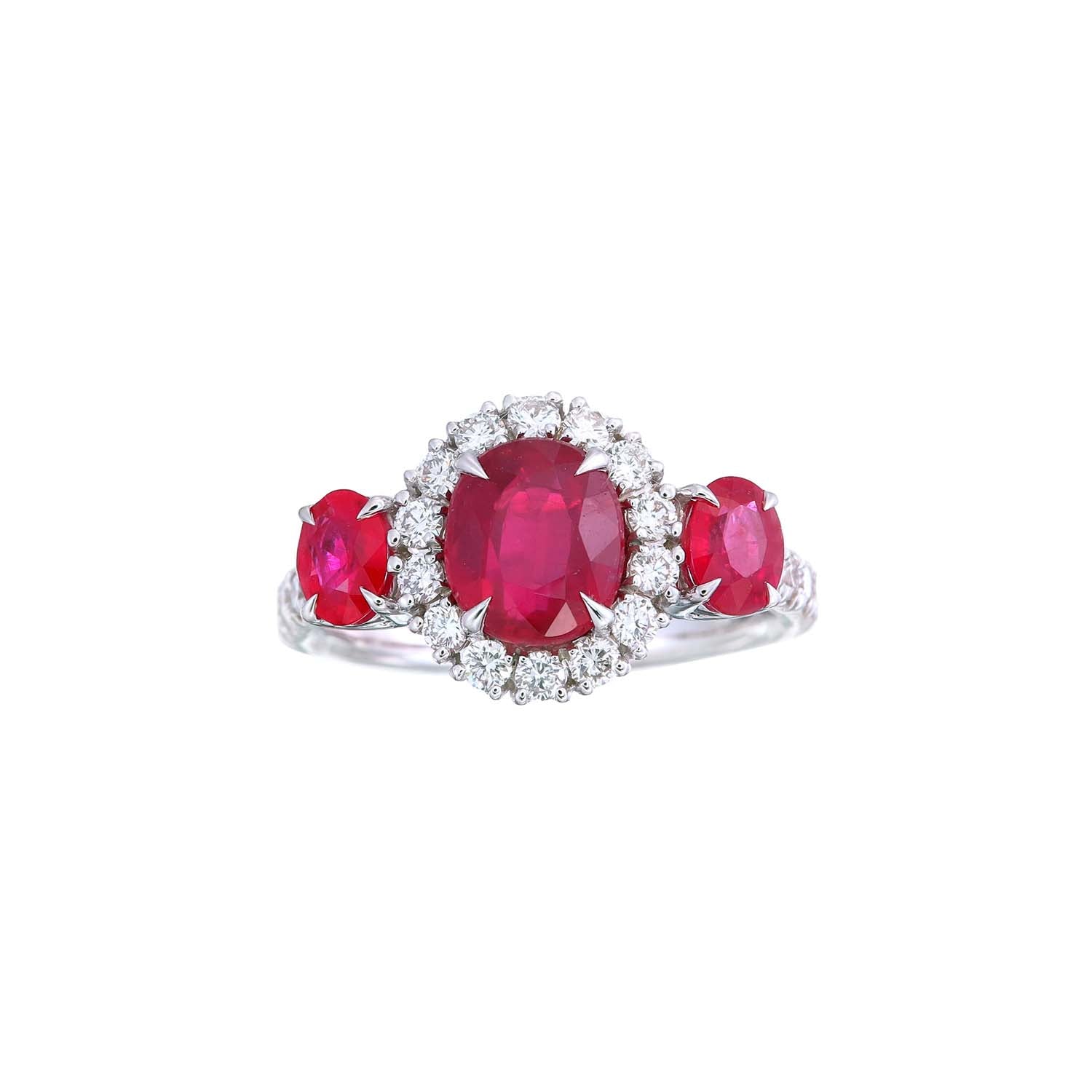 Ruby and Diamond Three Stone Ring