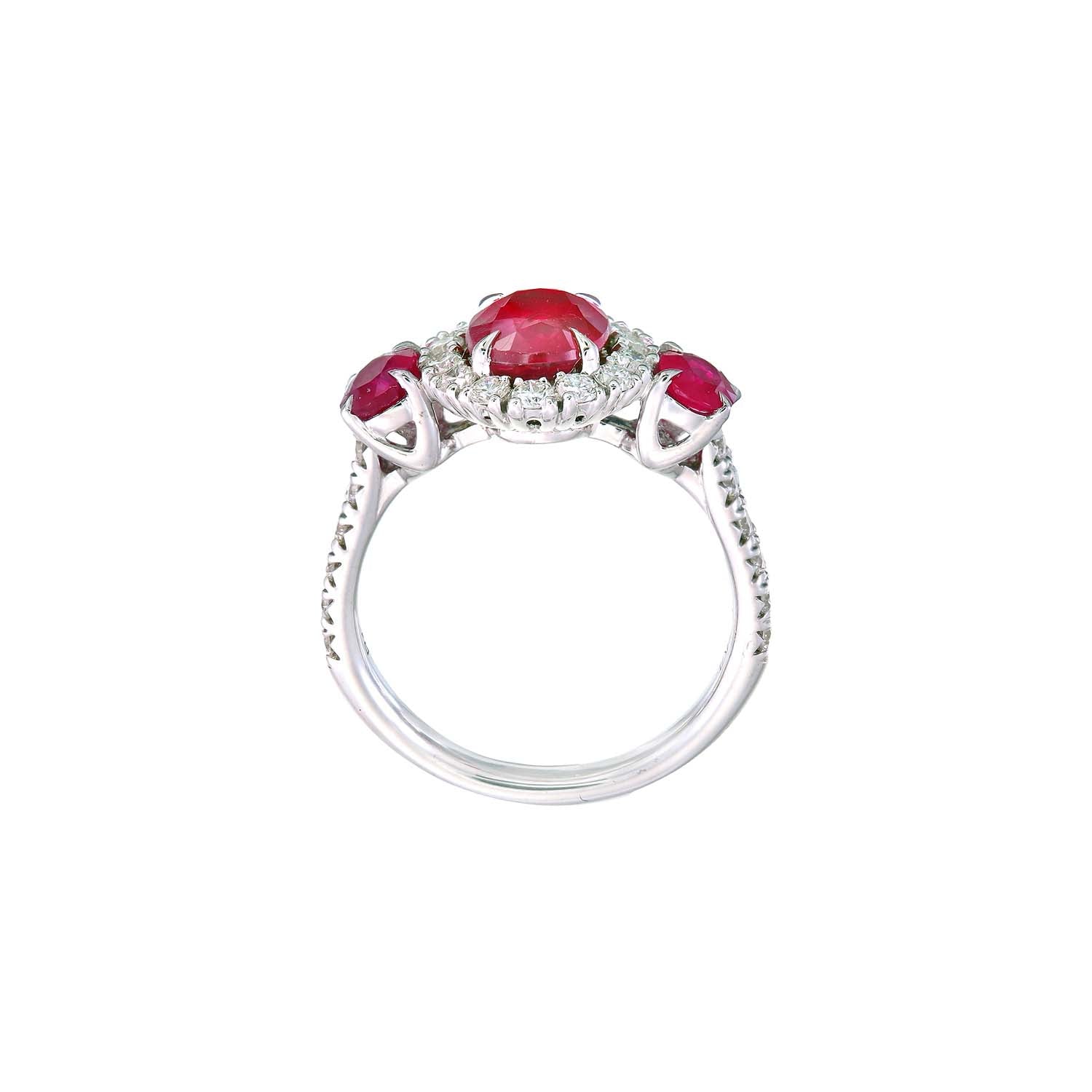 Ruby and Diamond Three Stone Ring