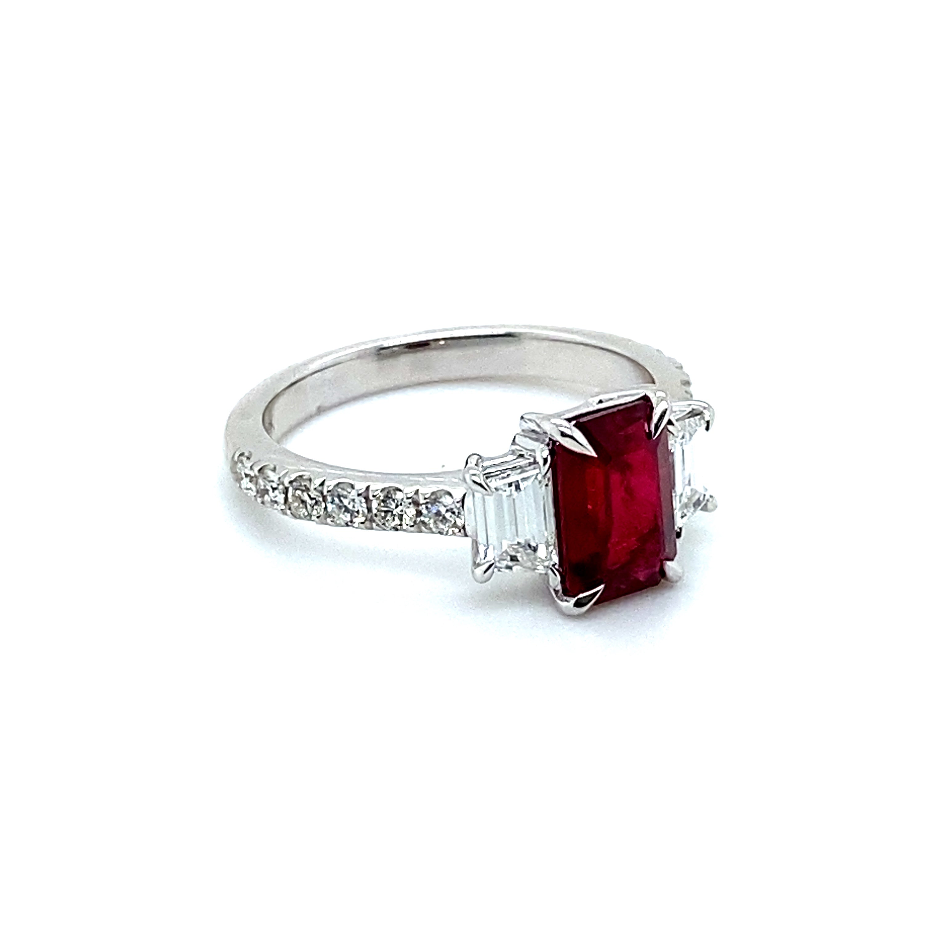 Ruby and Diamond Three Stone Ring