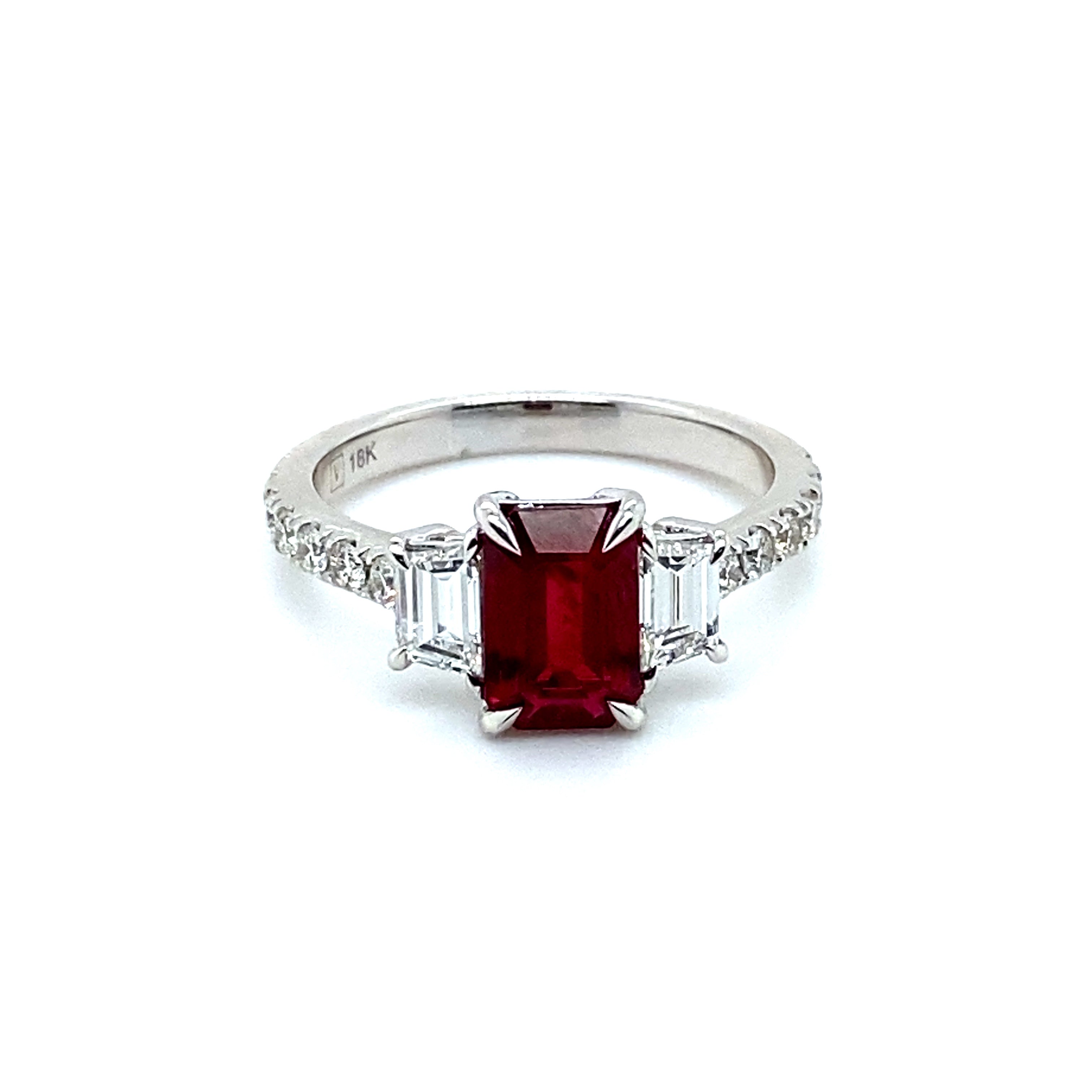 Ruby and Diamond Three Stone Ring