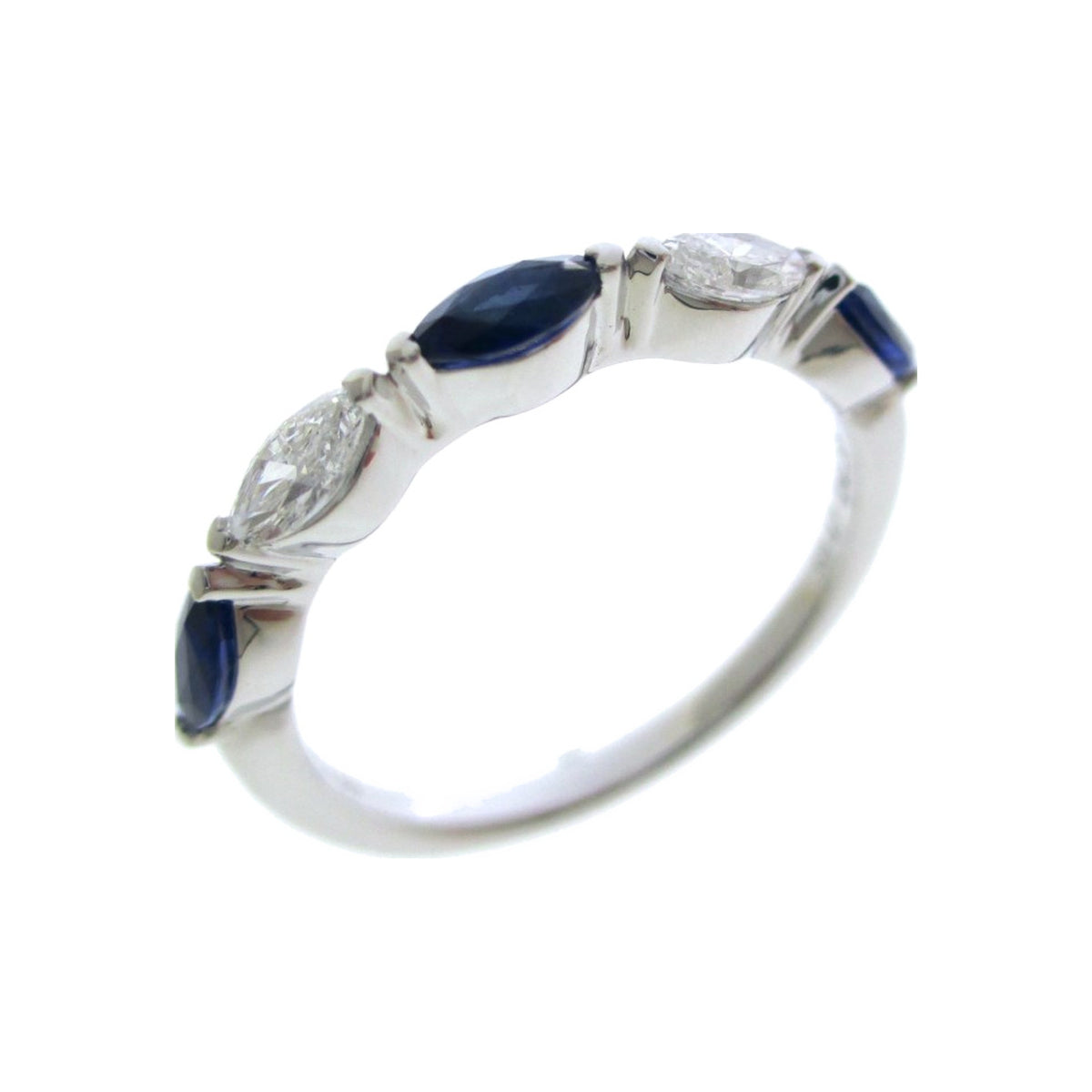 Blue Sapphire and Diamond Alternating Floating Band