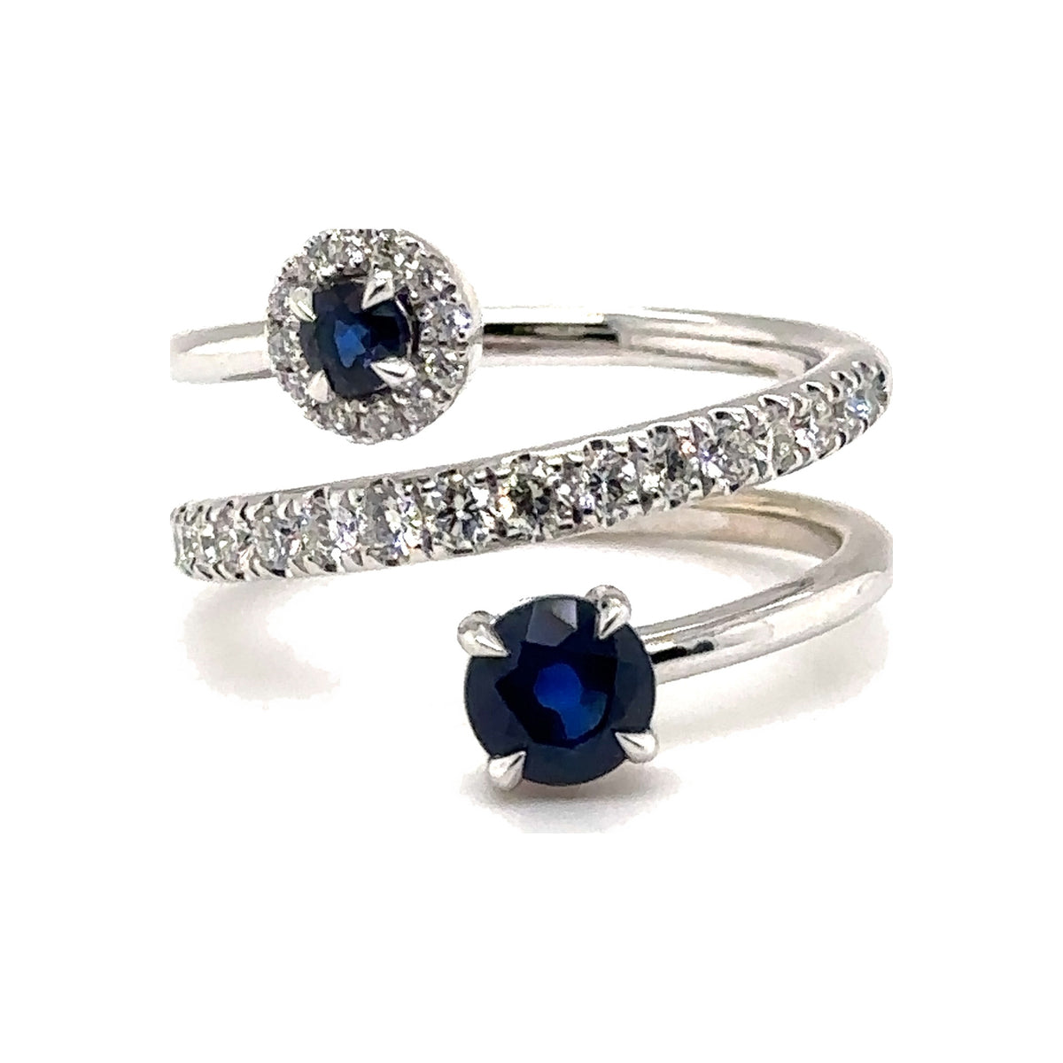 Blue Sapphire and Diamond Coil Ring