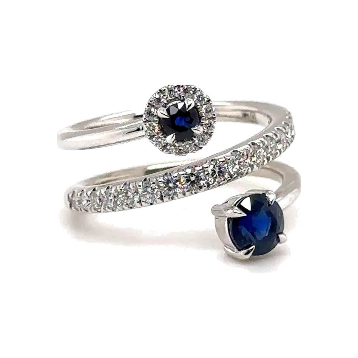 Blue Sapphire and Diamond Coil Ring