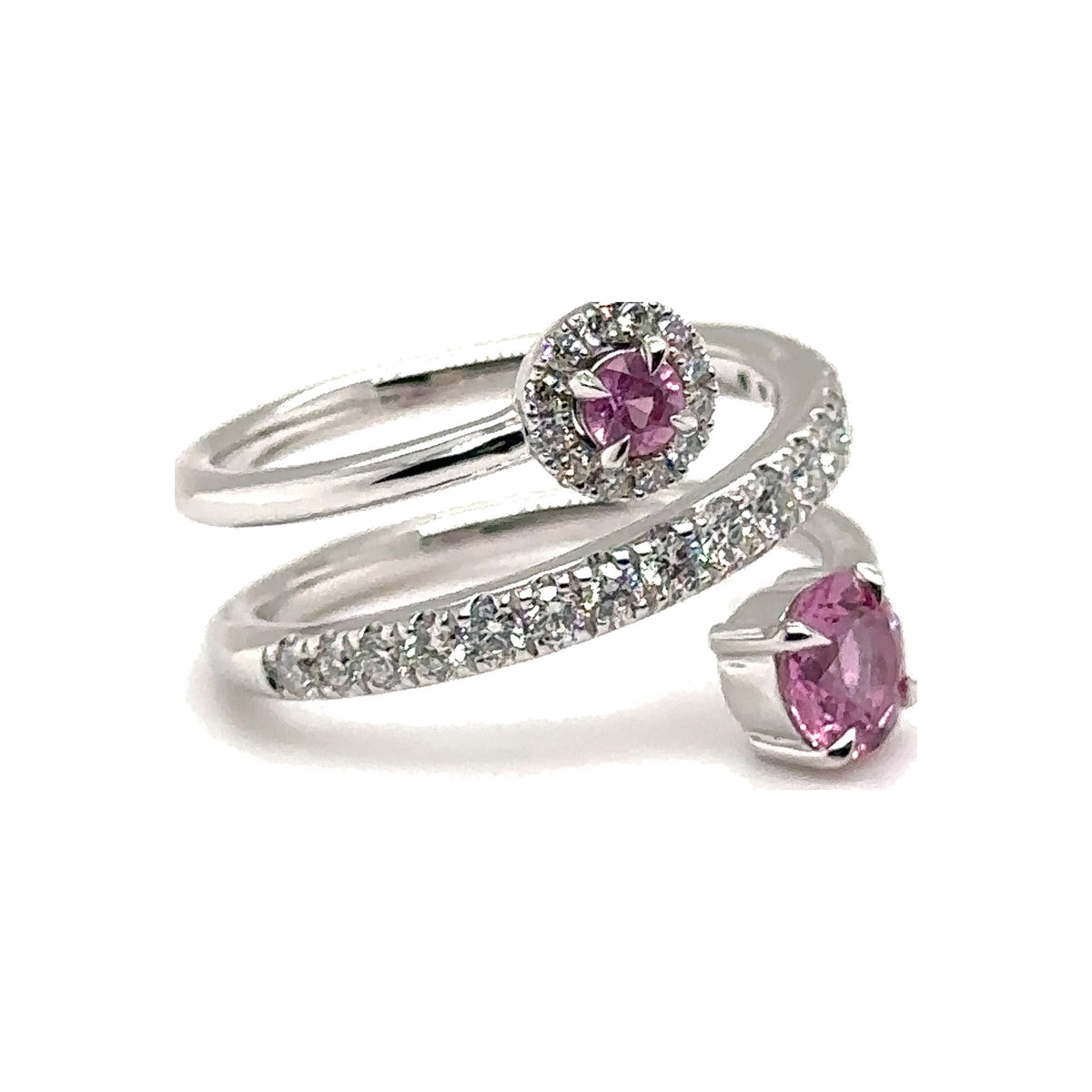 Pink Sapphire and Diamond Coil Ring