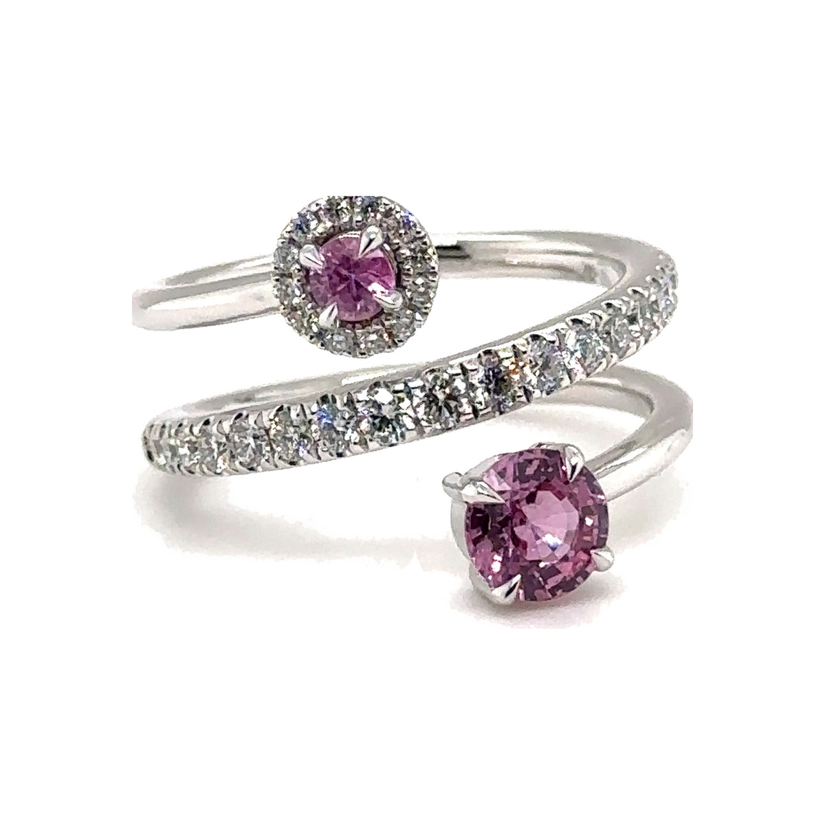 Pink Sapphire and Diamond Coil Ring
