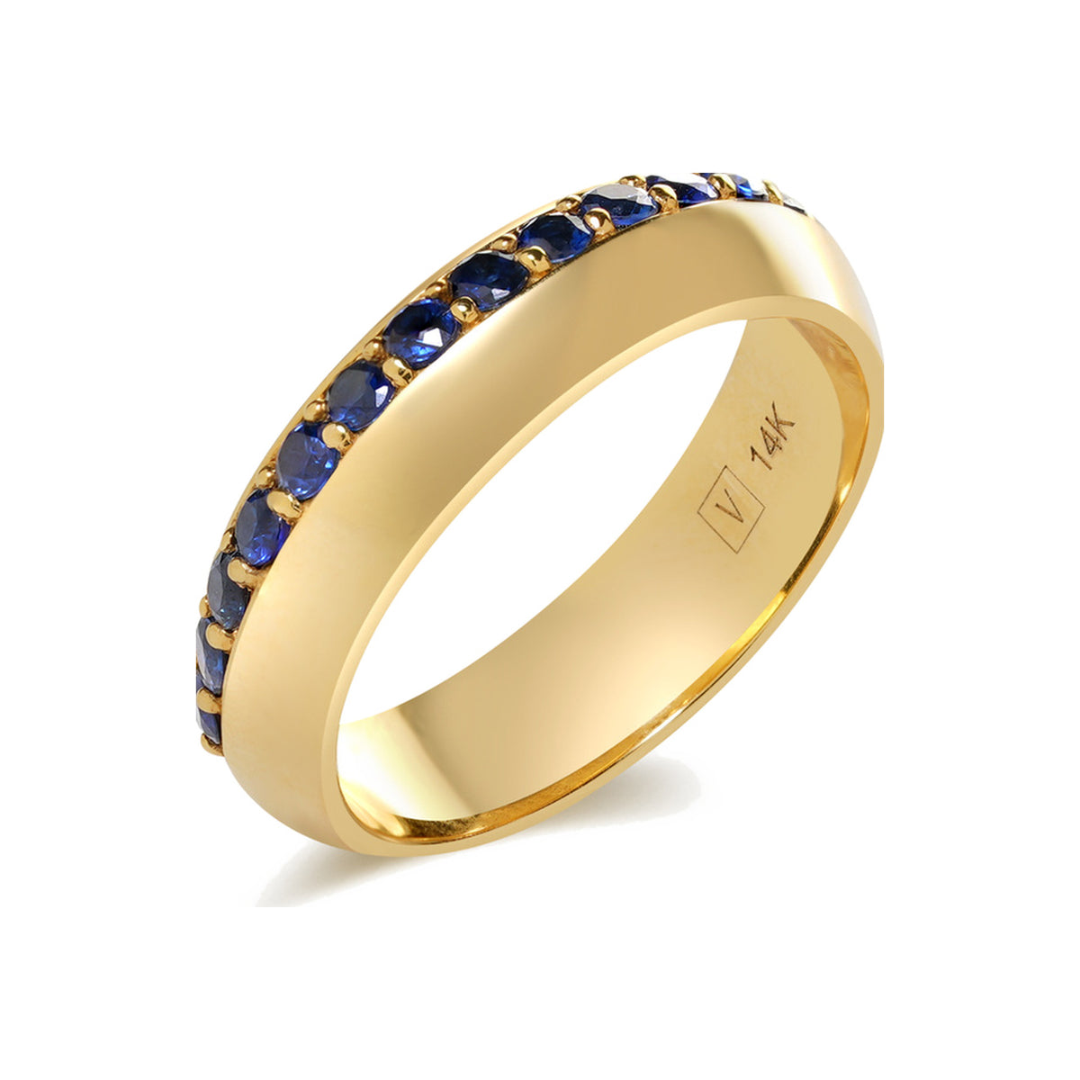 Blue Sapphire Knife Edge Band