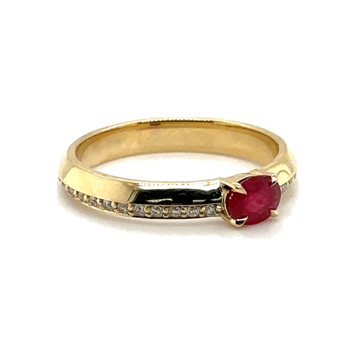 Ruby and Diamond Solitaire Ring