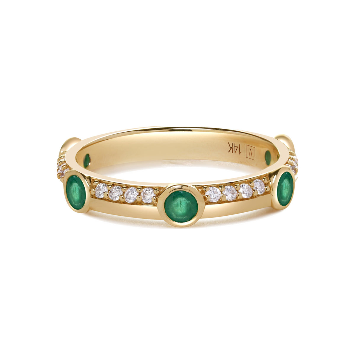 Emerald and Diamond Bezel Band
