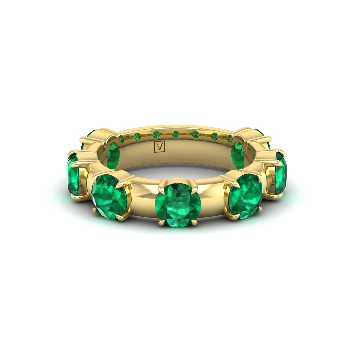 Emerald Floating Half Eternity Band